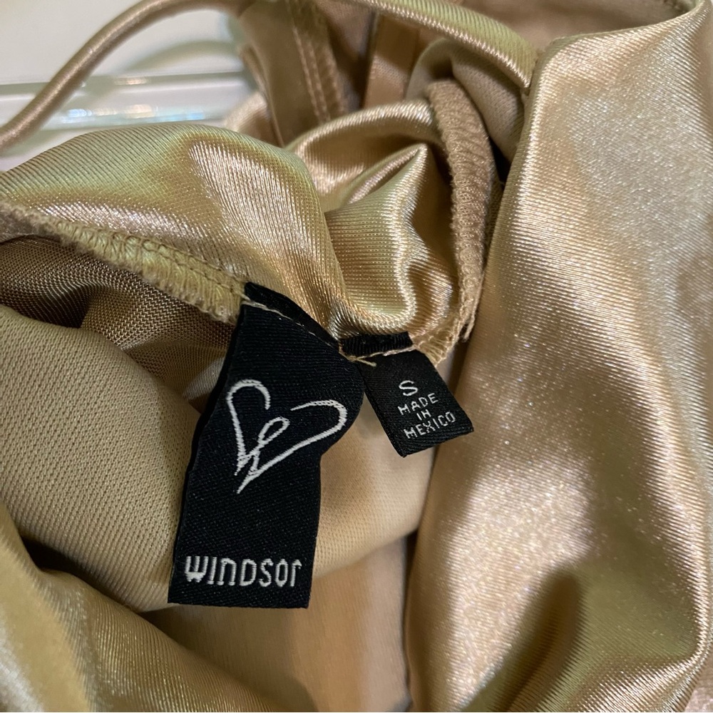 Windsor Gold Satin Maxi Formal Prom Romantic Dress - Picture 7 of 11